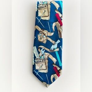 Tools Tie Home Improvement TV Show Themed Retro 1990’s Men's Tie Blue and Brown